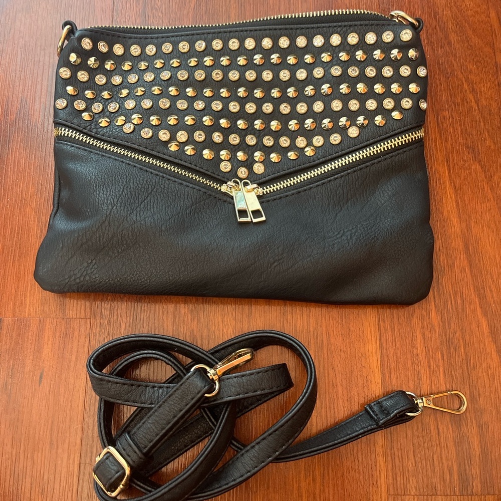 Black and Gold Studded Women's Bag